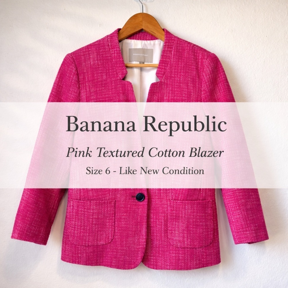 Banana Republic Pink Textured Cotton Blazer Size 6